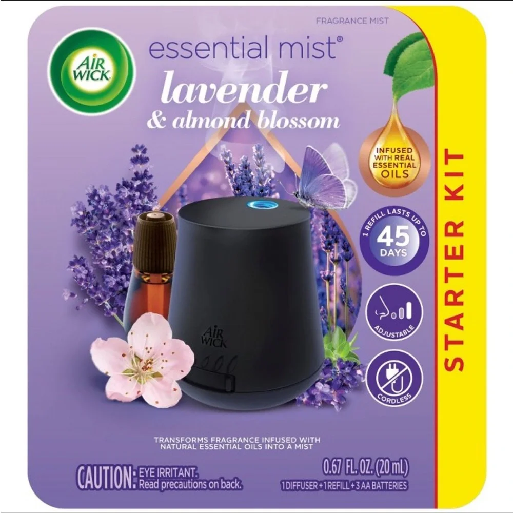 🆕 LAVENDER & ALMOND BLOSSOM Air Wick Essential Mist Diffuser Starter Kit
